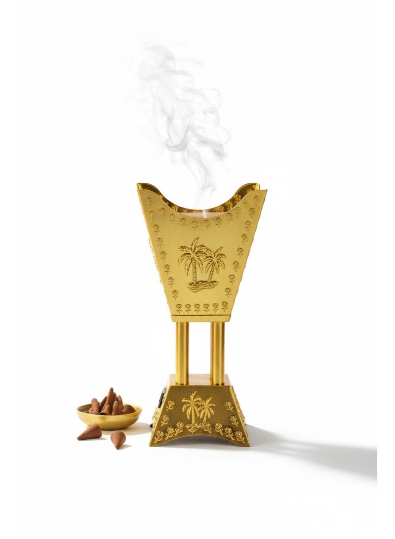 السيف  مبخرة كهربائية فاخرة للبخور لرمضان - مبخرة ذهبية من العود العربي مع تسخين بدون دخان - Image 3